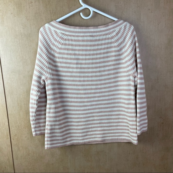 J. Crew Pinky/Beige & Ivory Striped Sweater Size Medium - Picture 5 of 5